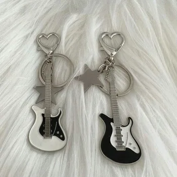 Harajuku Y2k Гитара Love Heart Звезда Брелок для Ключей Для Женщин Сладкий Крутой Тренд Модный Кулон Винтажные Эстетические Аксессуары Подарок Новый