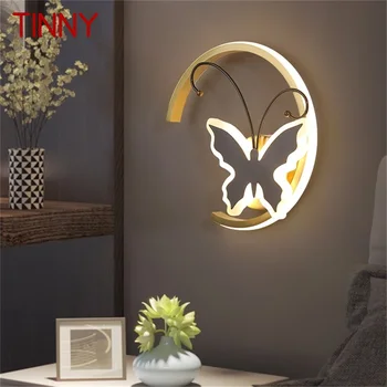Настенные бра TINNY Nordic Creative, медная лампа, современный светодиодный светильник с абажуром в виде бабочки для дома