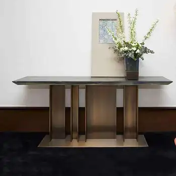 Консольные столики из матового бронзового мрамора, стойка, Простая декоративная полка для гостиной У стены, прихожая, Длинный коридор