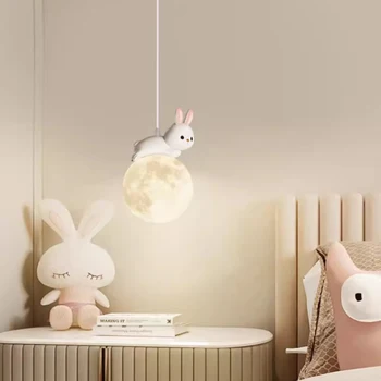 Милый маленький белый кролик, люстры в виде белки, светильники для детской комнаты, романтическая комната принцессы, прикроватная люстра для спальни для девочек и мальчиков