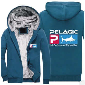 Логотип Pelagic Fishing, Зимняя куртка, Мужские теплые толстовки, Повседневная толстовка, Мужские утепленные пальто, толстовка с капюшоном, Большие размеры