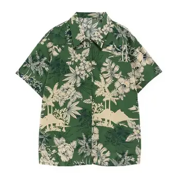 Шикарная летняя рубашка свободного кроя, тонкая пляжная рубашка с принтом в стиле ретро для отдыха