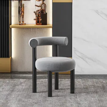 Скандинавские Кремовые Дизайнерские Бархатные обеденные стулья, туалетный стул, Минималистичный Современный стиль отдыха, стулья со спинками для столовой мебели