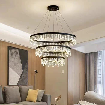 Хрустальные подвесные светильники с 3 кольцами, лампа для гостиной, Минималистичный Креативный светильник, Роскошная спальня, столовая, Подвесной светильник, подвесной светильник