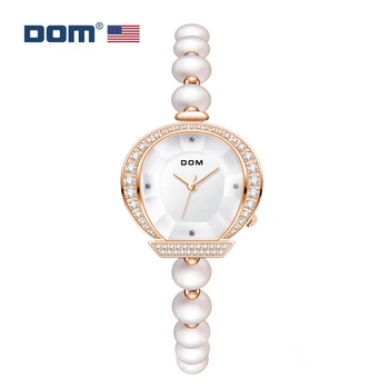 Женские часы-браслет DOM Роскошные часы с кристаллами бриллиантов Модные кварцевые женские часы