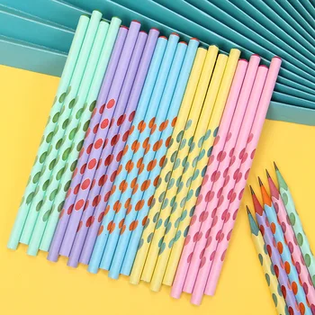 100шт Разноцветных деревянных карандашей с отверстиями, HB Треугольная планка, Смягчающая доска, Студенческая Корректирующая ручка, Карандаши для письма для детей, Канцелярские принадлежности