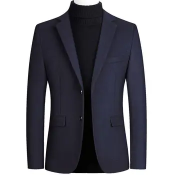 Мужской костюм, осенне-зимнее новое однотонное деловое британское приталенное пальто большого размера