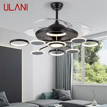 ULANI Новые потолочные вентиляторы, современная черная светодиодная лампа с дистанционным управлением без лезвия для домашней столовой ресторана
