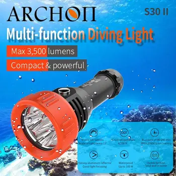 Фонарик для дайвинга ARCHON S30 II Макс 3500 люмен для поиска видео в формате Dive HD Фонарик для дайвинга Фонари для подводного освещения