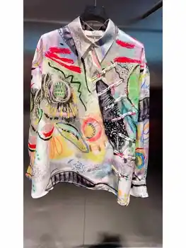 QR8118 Модные мужские рубашки 2023 года, французская винтажная легкая роскошная жаккардовая плиссированная рубашка с объемными цветочными вставками