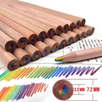 4 /10шт цветных карандашей, 7 цветов в 1, Водорастворимые деревянные карандаши для детской школы, граффити, рисование, живопись, подарки