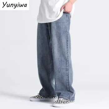 Мужские и женские джинсы American loose denim daddy pants, мужские прямые джинсы оверсайз с широкими штанинами для стирки, трендовая уличная одежда