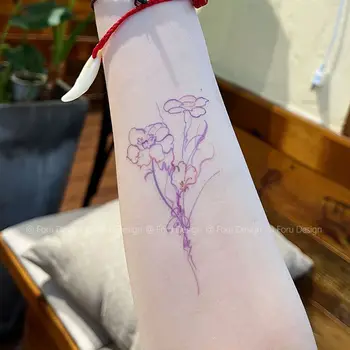 Наклейка с татуировкой в виде цветка ириса Простая рука Водонепроницаемые поддельные татуировки для женщин Tatto Art Hotwife Festival Аксессуары Тату Оптом