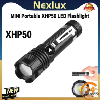 МИНИ Портативный светодиодный фонарик XHP50, металлический зажим, Алюминиевая лампа-фонарик, фонарь для приключенческого кемпинга, Водонепроницаемый фонарик-фонарик