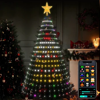 YBX-ZN Интеллектуальный светодиодный водопад Звездного неба, Рождественская елка, RGB-гирлянда, мобильное приложение для управления граффити, бесплатная доставка