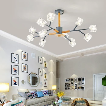 Люстра для гостиной в скандинавском современном стиле, современная простая атмосферная лампа для спальни, бытовой светодиодный набор креативных ламп Macaron