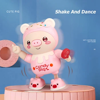 Пластиковый Танцующий робот-животное, милый поросенок, детские музыкальные игрушки, 2 песни, развивающие игрушки для раннего обучения с легкой музыкой