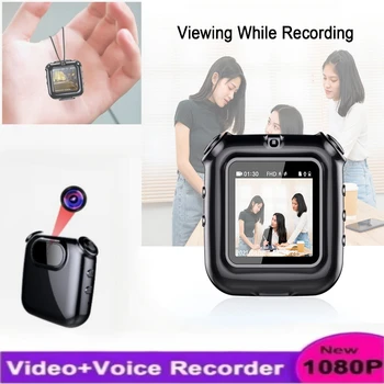 Мини-камера V9 1080P, портативное ожерелье с зажимом, экран управления камерой, Аудио-видео, голосовой фоторегистратор, видеокамера с умной циклической записью