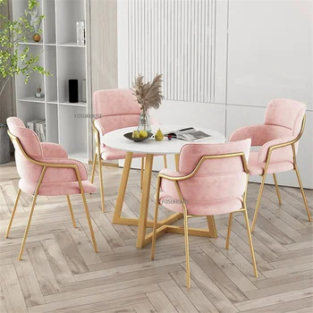 Современная мебель, фланелевые обеденные стулья, Кухонный Розовый стул для макияжа, Роскошная мягкая спинка, стул для кафе-столовой B