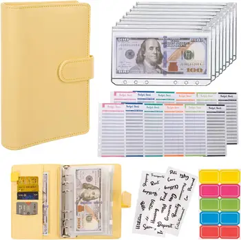 Бюджетный планировщик Macaron Color A6 с 6ШТ конвертами для наличных денег, красочными обложками для блокнотов из искусственной кожи, карманами для папок, переплетом для переплета