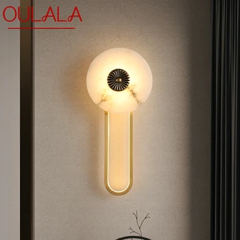 Латунный настенный светильник OULALA LED Современное Роскошное Мраморное бра Для украшения интерьера спальни, прикроватной тумбочки, гостиной, коридора