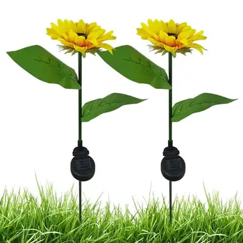 2шт Солнечные фонари Sunflower, светодиодная газонная лампа для наружного сада, двора, мощных солнечных ламп Sun Flower, декоративного ночника