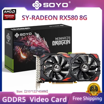 SOYO Оригинальная Видеокарта Radeon RX580 8G GDDR5 Memory Video Gaming Card PCIE3.0x16 HDMI DP * 3 для Настольного компьютера AMD Card
