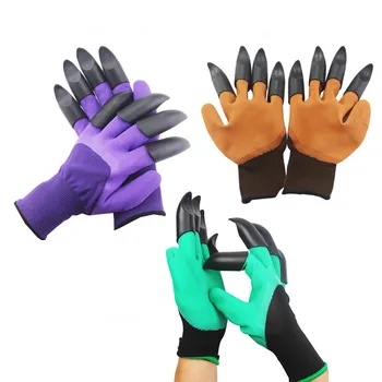 Садовые перчатки с когтями из АБС-пластика Резиновые Перчатки для садоводства, копания, посадки Прочные Водонепроницаемые Рабочие перчатки