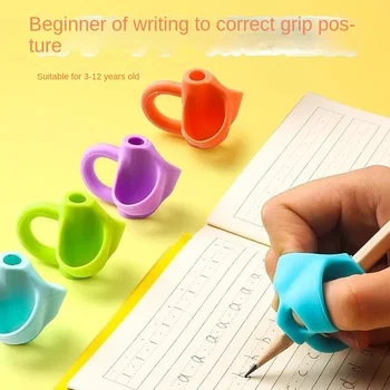 2 детских карандаша с тремя пальцами, Силиконовый держатель для ручек, Правильная осанка ученика, Обучающий инструмент для письма, Правильное устройство