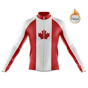 Мужчины 2023 Канада Велосипедная Майка с длинным рукавом Зимнее тепловое флисовое пальто Велосипедная одежда MTB для шоссейных велосипедов