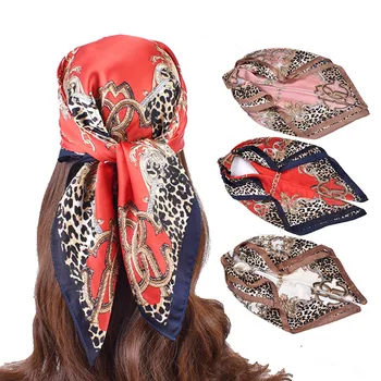 Женская весенне-летняя винтажная повязка на голову с леопардовой цепочкой и принтом для волос