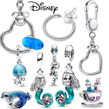 2022 Disney Новое поступление стерлингового Серебра 925 пробы Micky Heart Bead Fit Оригинальный браслет Pandora с подвесками и браслеты для женщин Подарки своими РУКАМИ