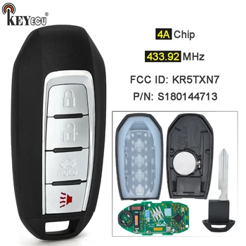 KEYECU 433,92 МГц 4A Чип FCC ID: KR5TXN7 P/N: S180144713 Брелок с Дистанционным управлением Keykess 4 Кнопки для Infiniti Q50 Q60 2019 2020