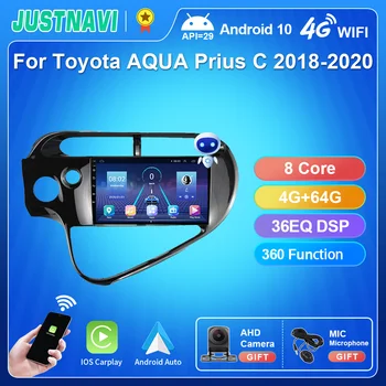 JUSTNAVI Автомобильный Радиоприемник Мультимедийное Головное Устройство Стерео GPS Навигация Для Toyota AQUA Prius C 2018 2019 2020 Встроенный Carplay SWC RDS BT