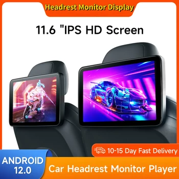 Подголовник Монитор Дисплей IPS Android 12 2 + 32G Планшет Сенсорный Экран Для Заднего Сиденья Автомобиля Плеер Видео Музыка FM Bluetooth AirPlay HDMI