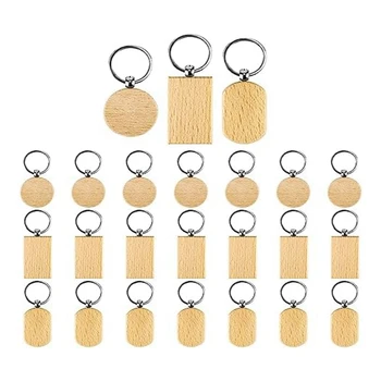 1 Комплект заготовок для гравировки, деревянные заготовки, незаконченное деревянное кольцо для ключей, бирка для ключей для поделок своими руками