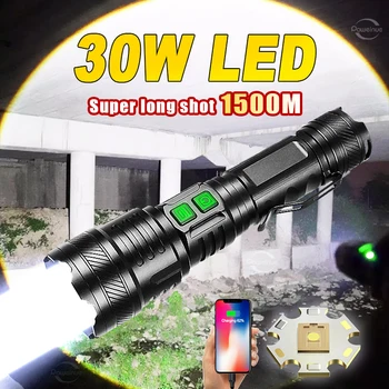 Мощные светодиодные фонари, Масштабируемый фонарь для самообороны, блок питания для кемпинга, Многофункциональный лазерный фонарик с USB-зарядкой