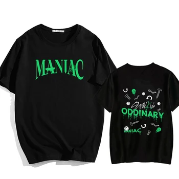 Футболка Stray Kids Maniac, футболка с буквенным графическим принтом, мужская женская летняя винтажная хлопковая футболка большого размера с круглым вырезом большого размера