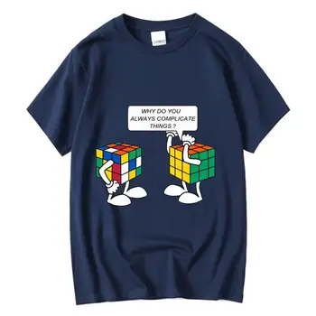 Новая Мужская футболка I, Высококачественная Забавная футболка с изображением Кубика Рубика, Летняя Крутая Свободная футболка с круглым вырезом, Мужской и женский Топ