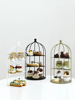 Десертный Стол Подставка для торта в Птичьей Клетке Из Белого Кованого железа Подставка для дим-самов Европейская Свадебная Подставка для холодной еды Креативная Подставка для Десертов