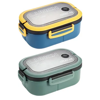 Bento Box Ланч-бокс для взрослых, двухслойная многоразовая коробка для закусок, контейнеры для еды в школе, на работе и в путешествиях