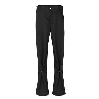 Простые брюки-клеш, мужские уличные однотонные брюки для мужчин, повседневные брюки, черный