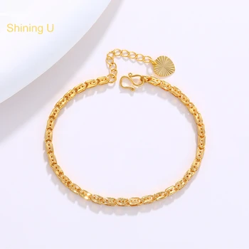 Блестящий U-образный Латунный браслет для женщин, покрытый 24-каратным золотом, Новый подарок модных ювелирных изделий в китайском стиле