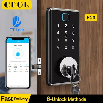 CDOK F20 Автоматический засов, Дверной замок с отпечатками пальцев, приложение TT Lock, дистанционное управление, Интеллектуальный электронный Кодовый замок, защита безопасности.
