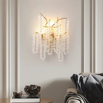 Свет настенного светильника в гостиной Роскошное Золотое настенное бра Алюминиевый Фон для телевизора Настенные светильники Европейский свет Хрустальный Декор LED