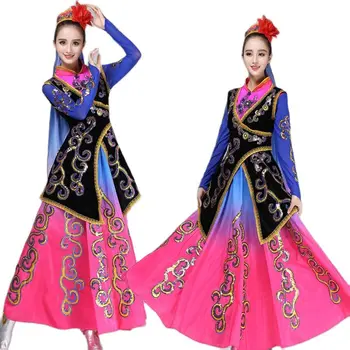 Костюмы для китайских народных танцев, Национальная традиционная женская одежда Синьцзяна, одежда для уйгурского фестиваля, одежда для сцены