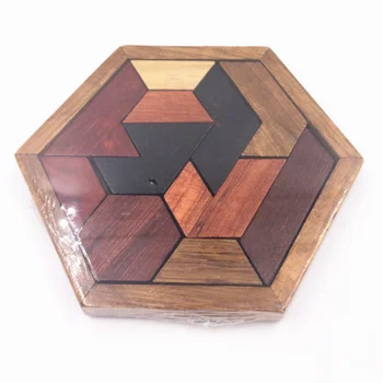 Красочные шестиугольные деревянные пазлы Геометрической формы Доска Игрушки Монтессори Развивающие Интеллектуальные Игрушки