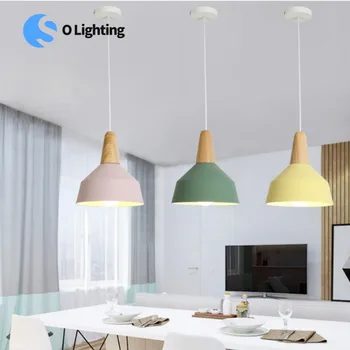 Алюминиевый подвесной светильник диаметром E27, красочный потолочный светильник для кухни ресторана, домашний Подвесной светильник, Винтажный абажур, декоративные лампы
