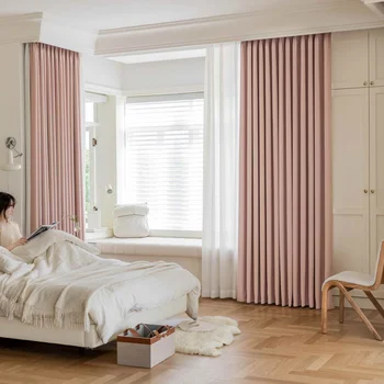 Европейские роскошные плотные шторы, Розовые шторы с полным затенением, Шторы на заказ Для гостиной, спальни, гостиничных жалюзи, домашнего декора, Тюль