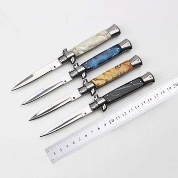 9-Дюймовый Нож Mafia Classic Italy с 440 лезвиями и акриловой ручкой, Карманный складной Охотничий Тактический EDC Инструмент выживания, Ножи